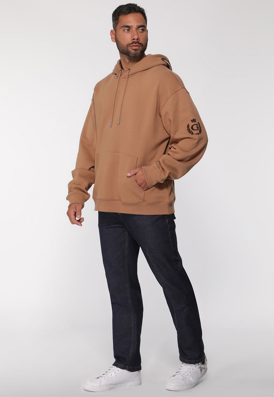 Blusa de Moletom Capuz Marrom - Imagem 2