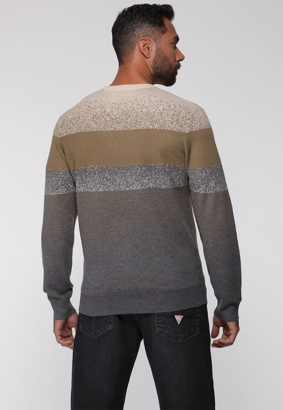 Suéter de Tricot Listras Cinza - Imagem 32