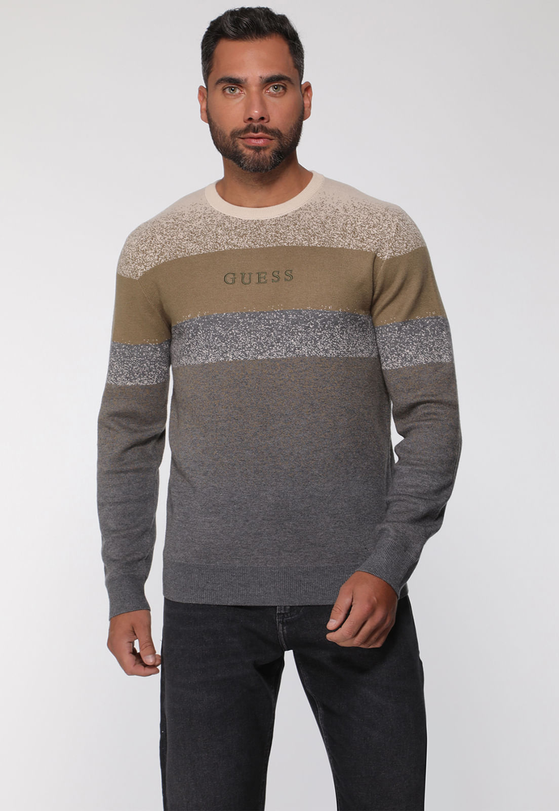 Suéter de Tricot Listras Cinza