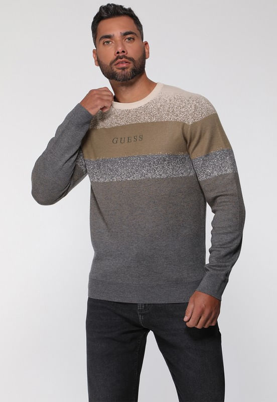 Suéter de Tricot Listras Cinza - Imagem 20