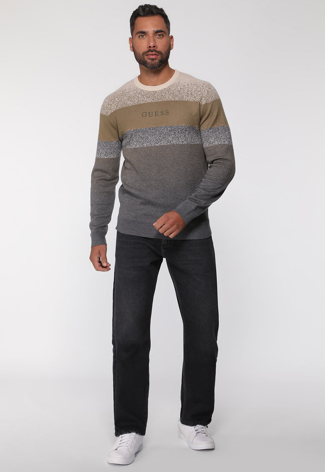 Suéter de Tricot Listras Cinza - Imagem 9