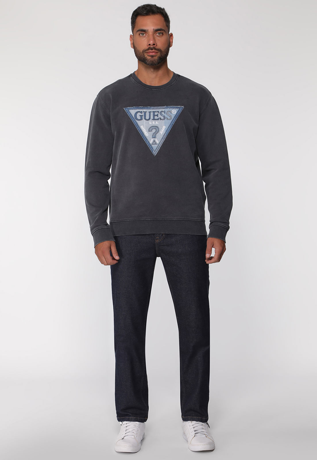 Blusa de Moletom Eco Logo Denim Grafite - Imagem 8