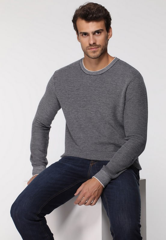 Suéter de Tricot Eco Texturizado Cinza - Imagem 29