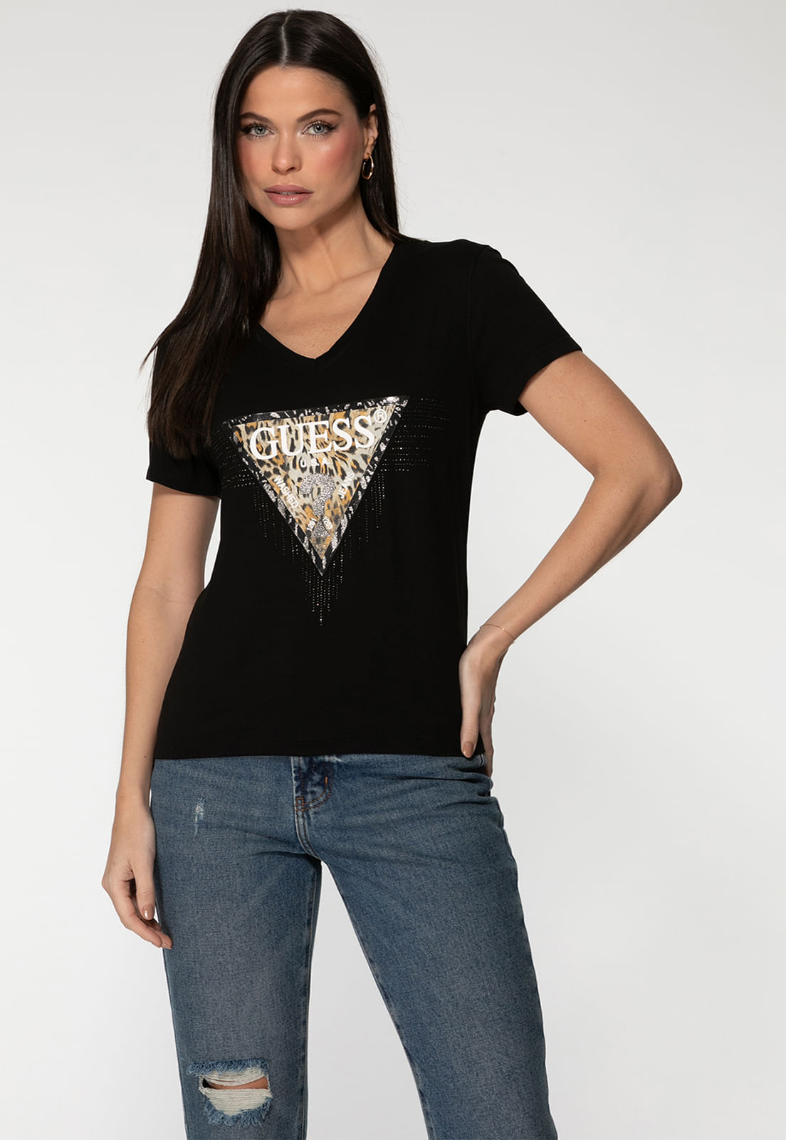 Camiseta Logo Animal Print Hotfix Preto - Imagem 17