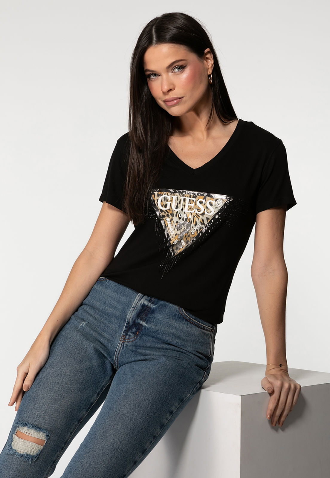Camiseta Logo Animal Print Hotfix Preto - Imagem 21