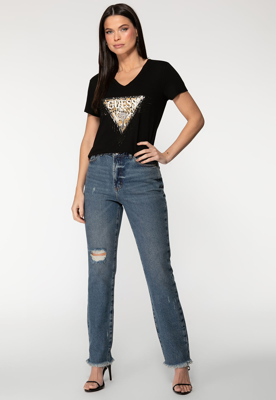 Camiseta Logo Animal Print Hotfix Preto - Imagem 34
