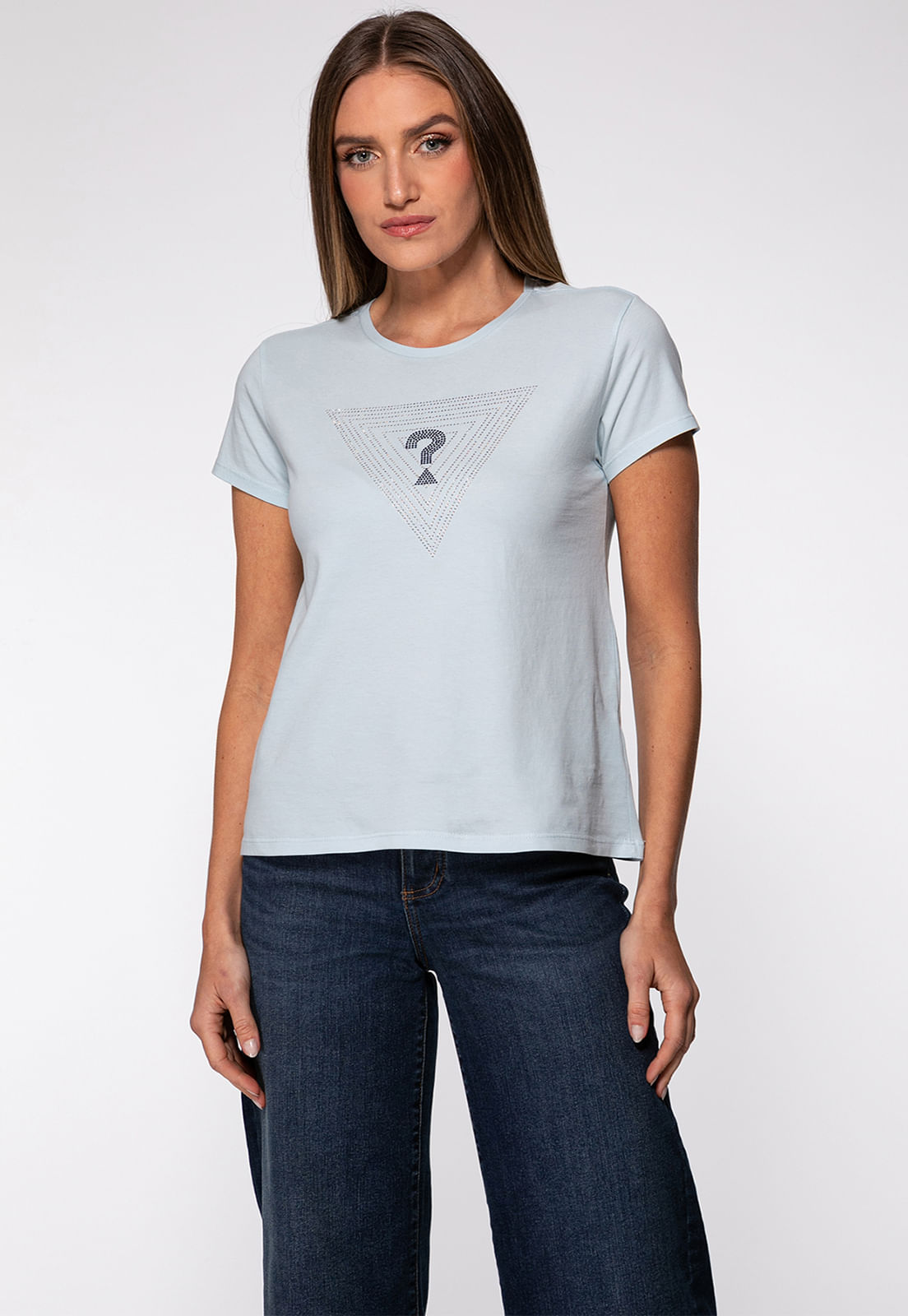 T-shirt Guess Triangs Hot Fix Azul Claro - Imagem 25