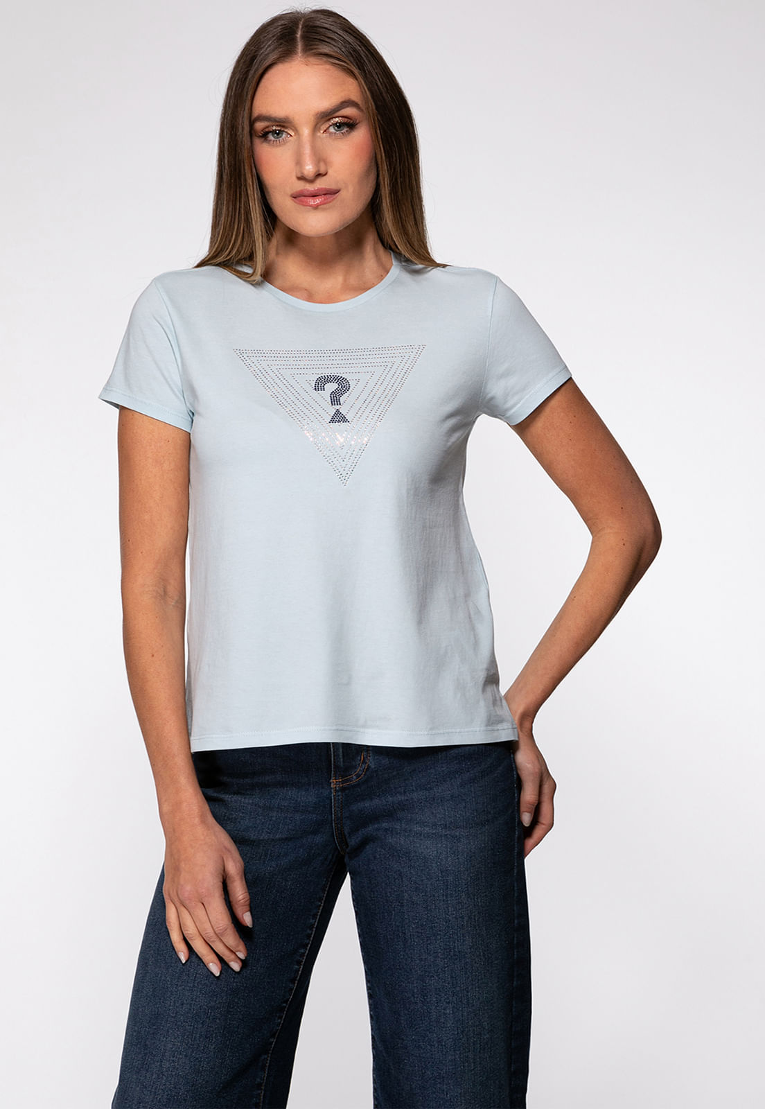 T-shirt Guess Triangs Hot Fix Azul Claro - Imagem 12