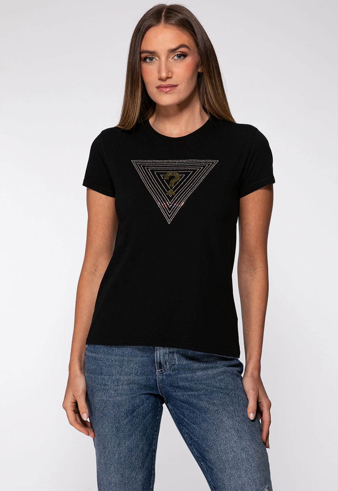 T-shirt Guess Triangs Hot Fix Preto - Imagem 11