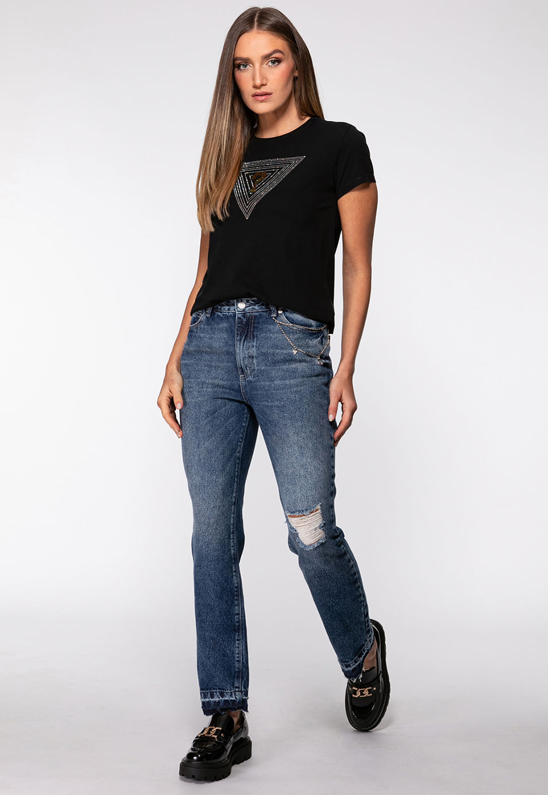 T-shirt Guess Triangs Hot Fix Preto - Imagem 7