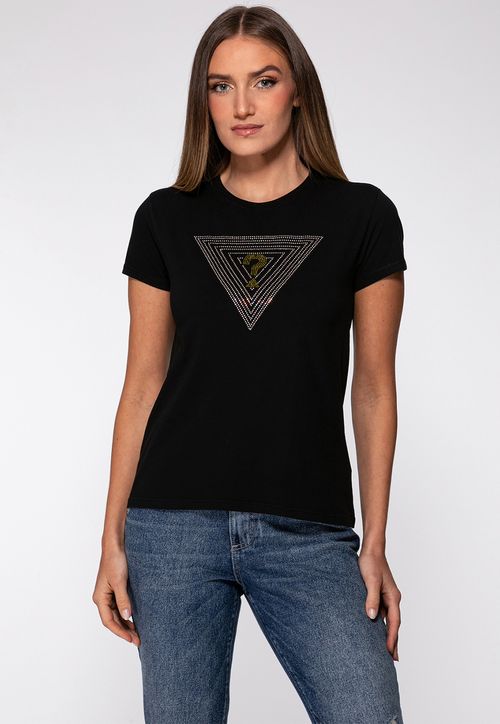 T-shirt Guess Triangs Hot Fix Preto