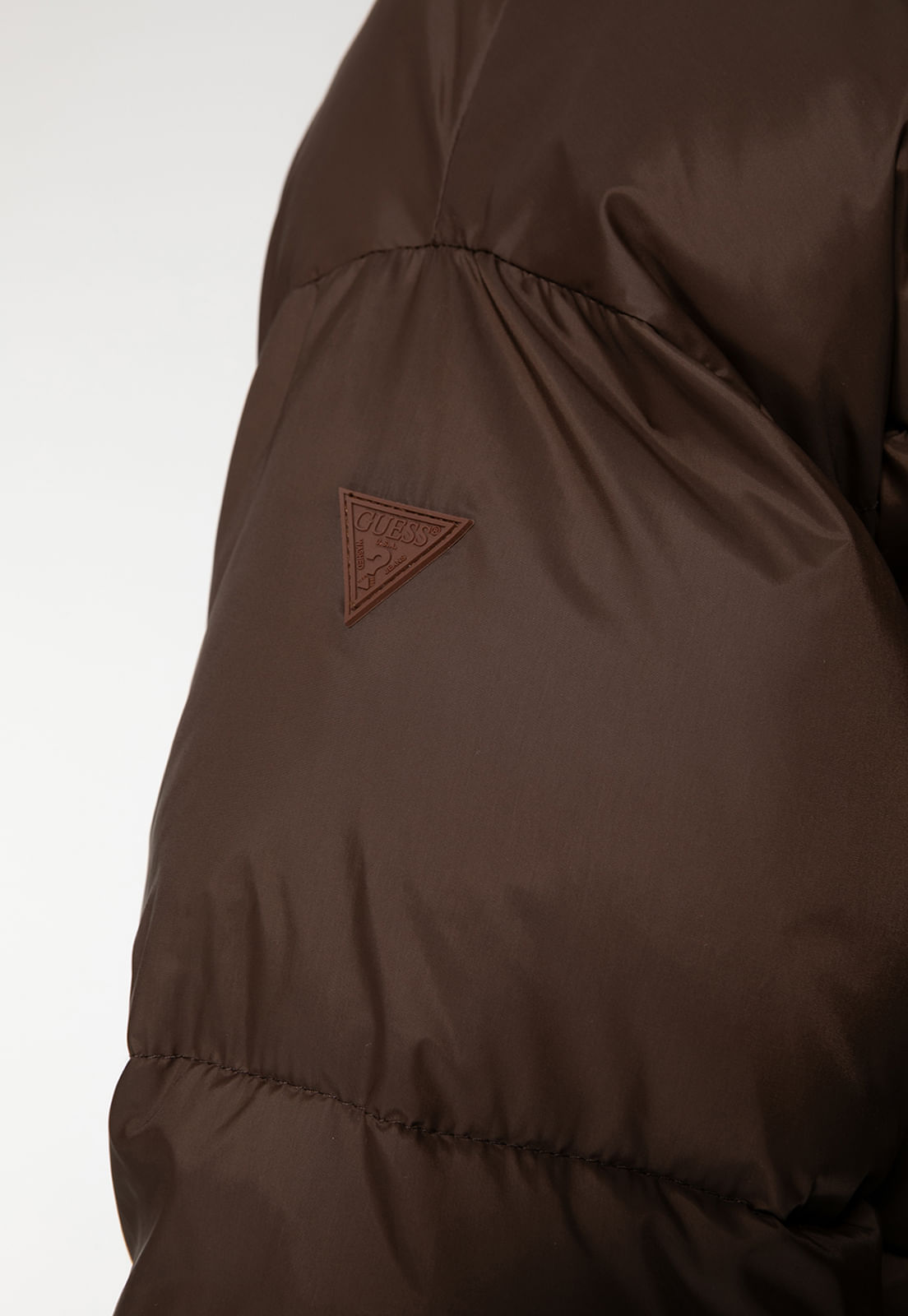 Jaqueta Guess Puffer Acinturada Marrom - Imagem 45