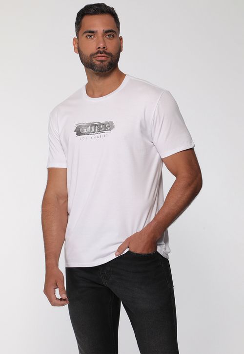 Camiseta Guess Debossed E Foil Branco