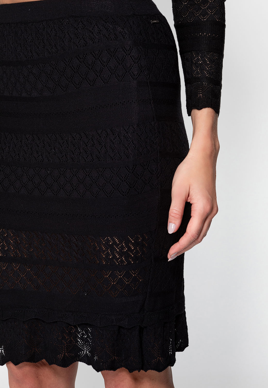 Saia Tricot Babado Guess Preto - Imagem 52