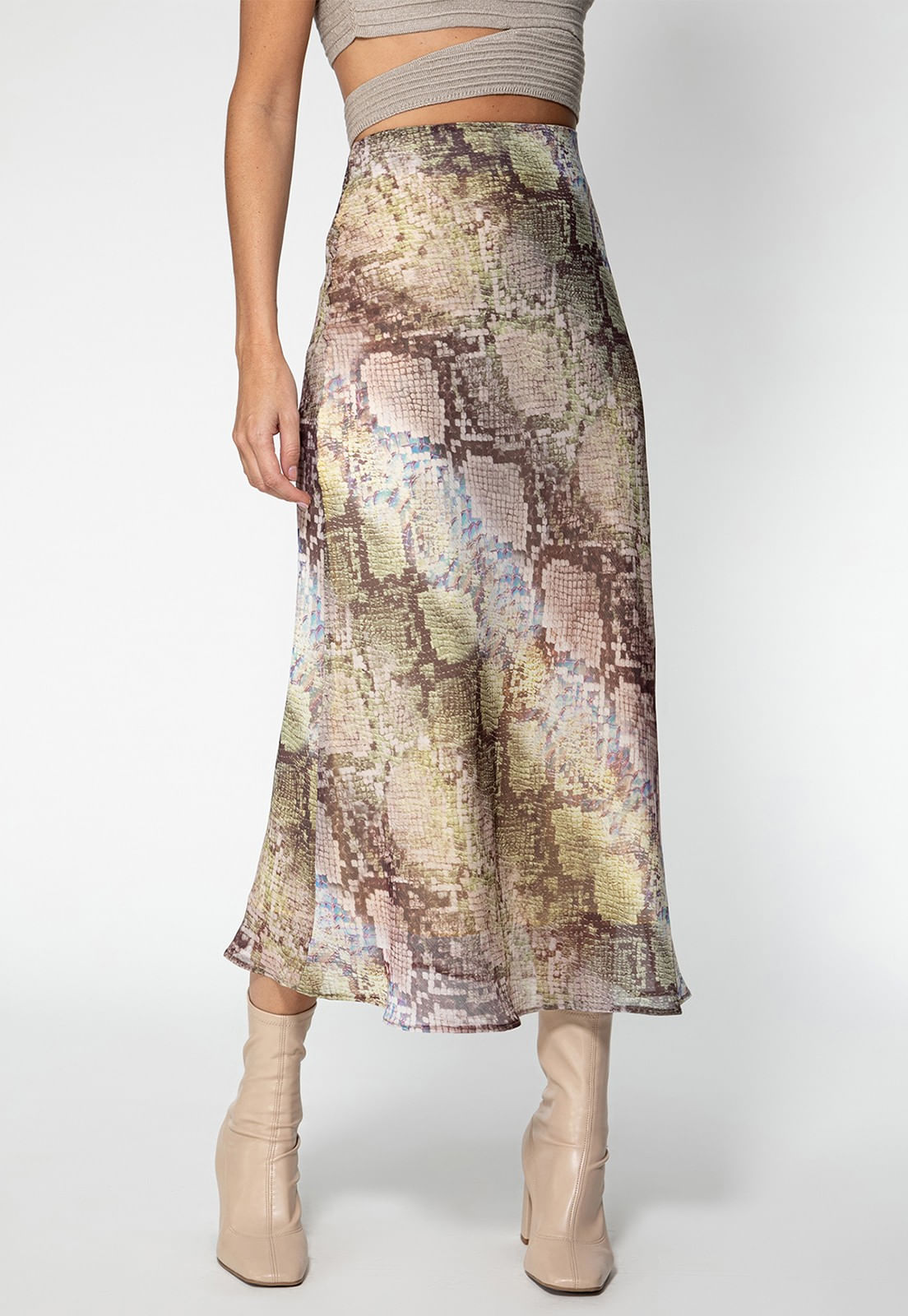 Saia Longa Glam Snake Guess Marrom - Imagem 9
