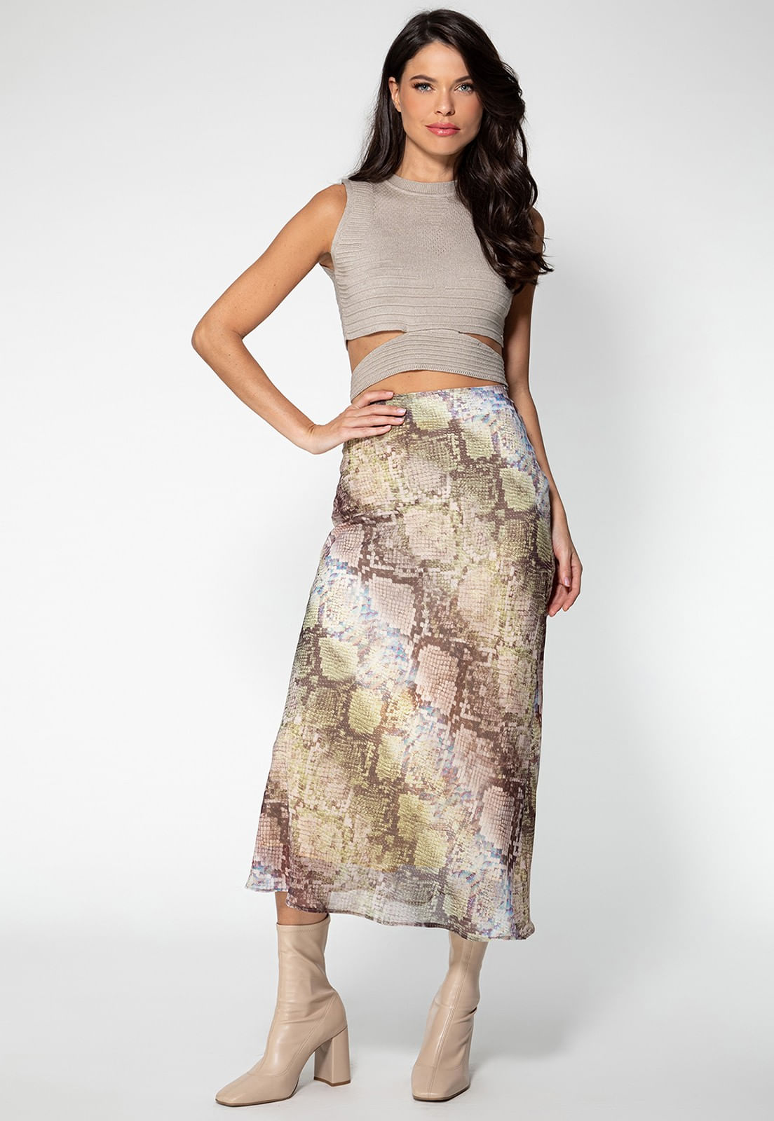 Saia Longa Glam Snake Guess Marrom - Imagem 31