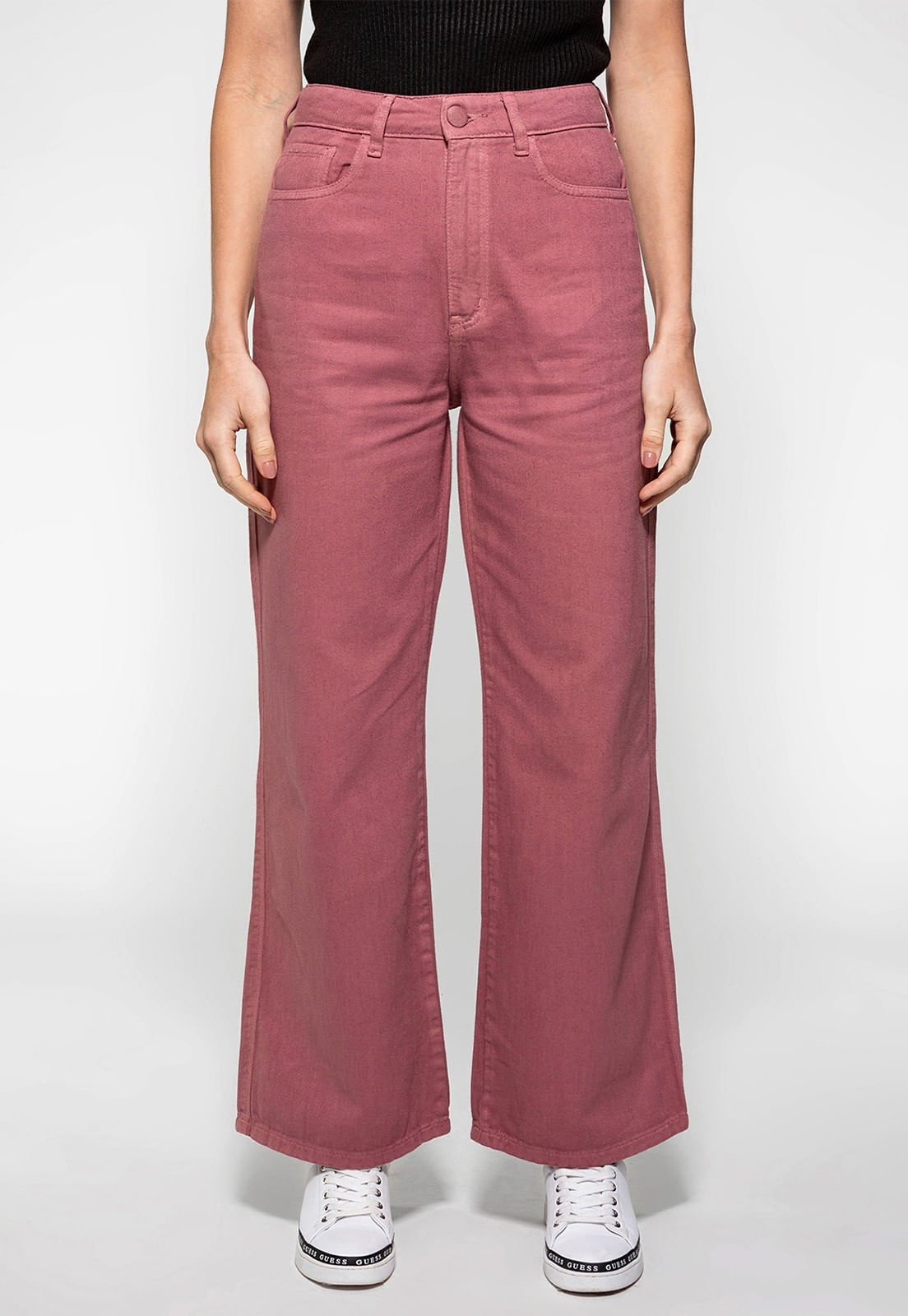 Calça Sarja Wide Leg Guess Vinho