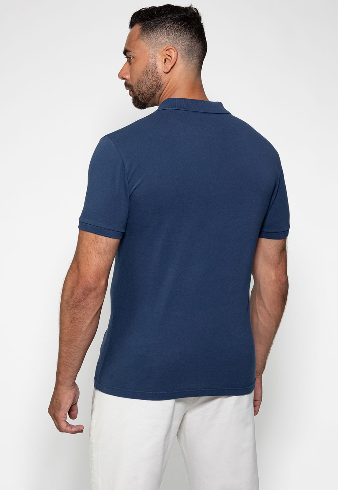 Camisa Polo Silk Triangulo Pq Puff Guess Azul Escuro - Imagem 39