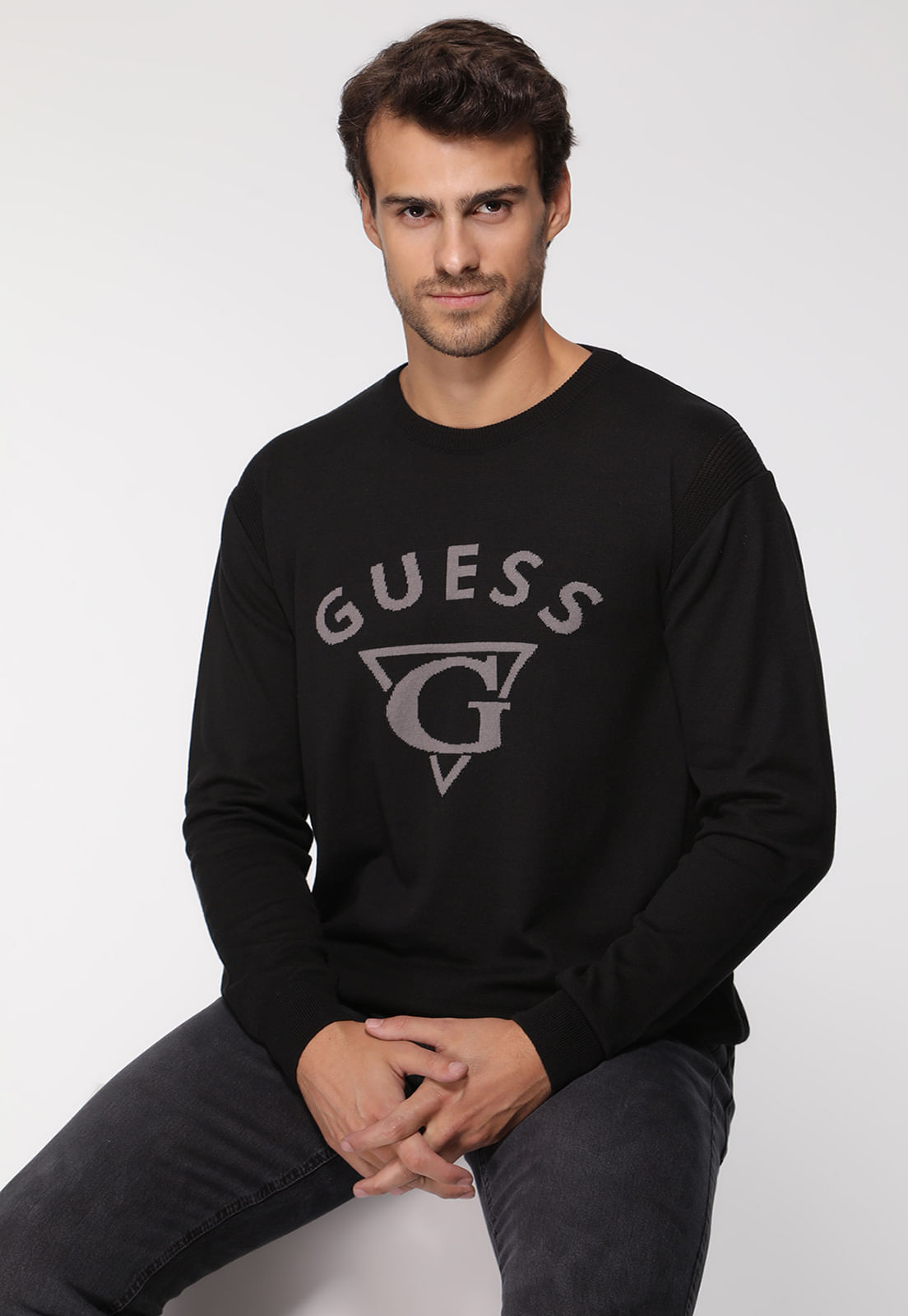 Blusa de Tricot Guess Triangulo G Preto - Imagem 5