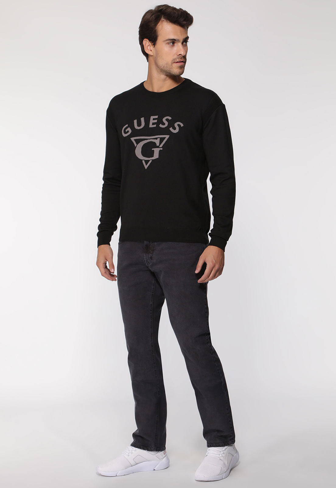 Blusa de Tricot Guess Triangulo G Preto - Imagem 7