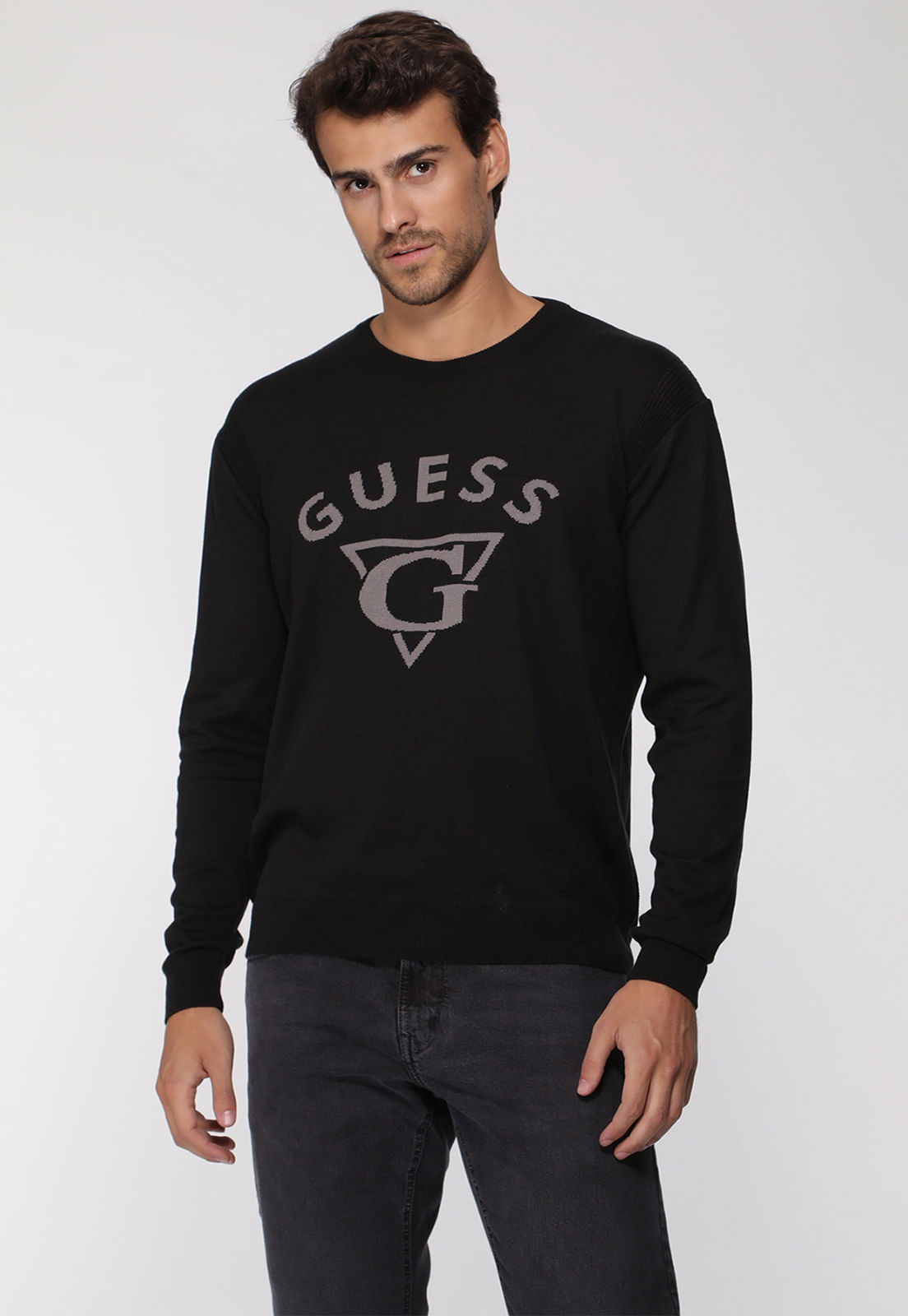 Blusa de Tricot Guess Triangulo G Preto - Imagem 16