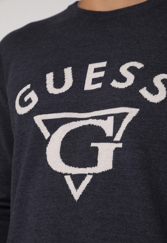 Blusa de Tricot Guess Triangulo G Azul Escuro - Imagem 11