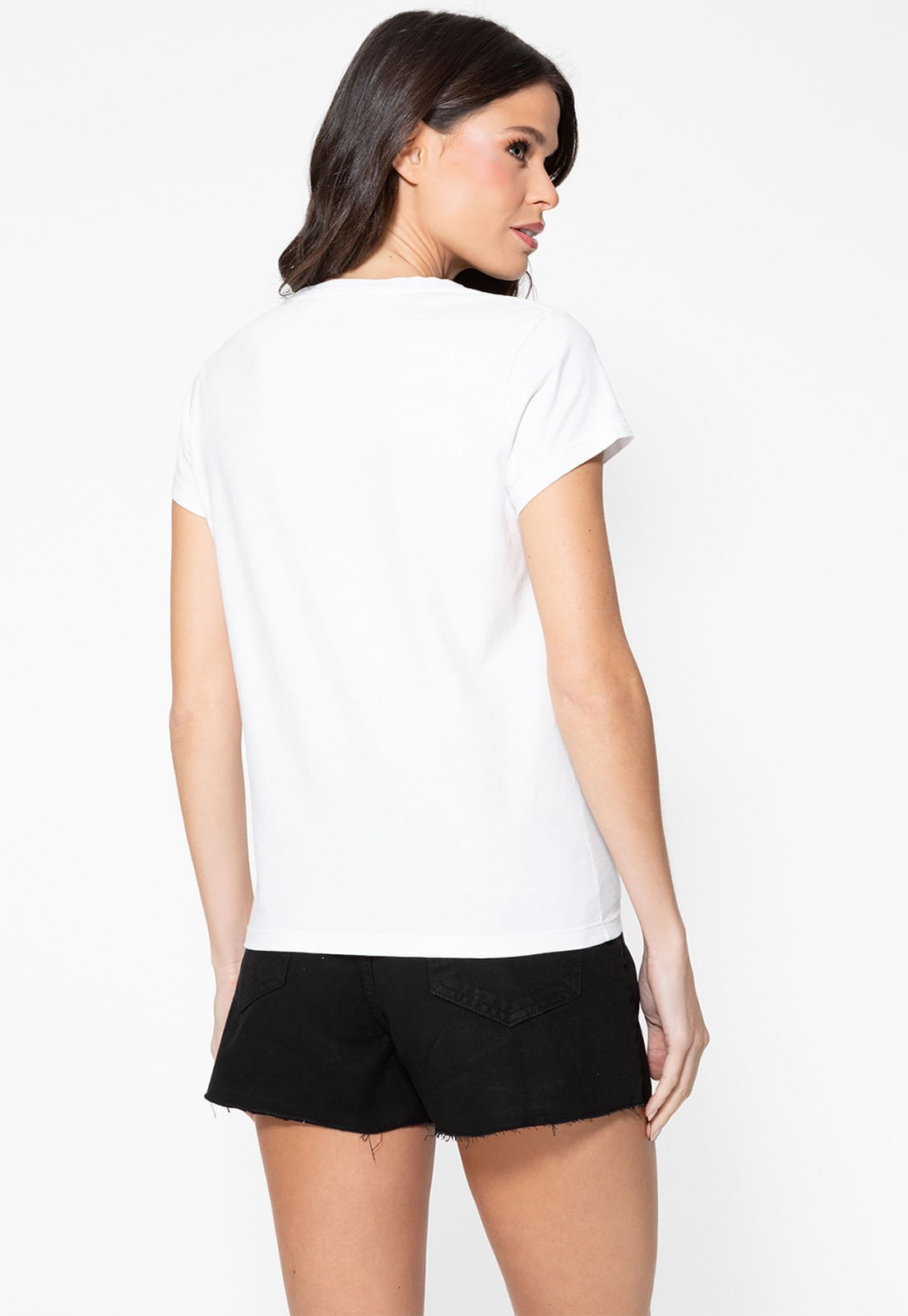 Camiseta Guess Dec V Bordado Cursivo Branco - Imagem 52