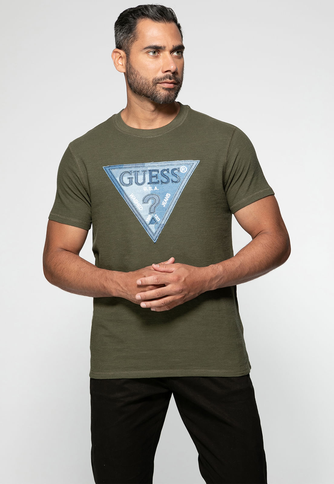 Camiseta Eco Logo Patch Jeans Verde Escuro