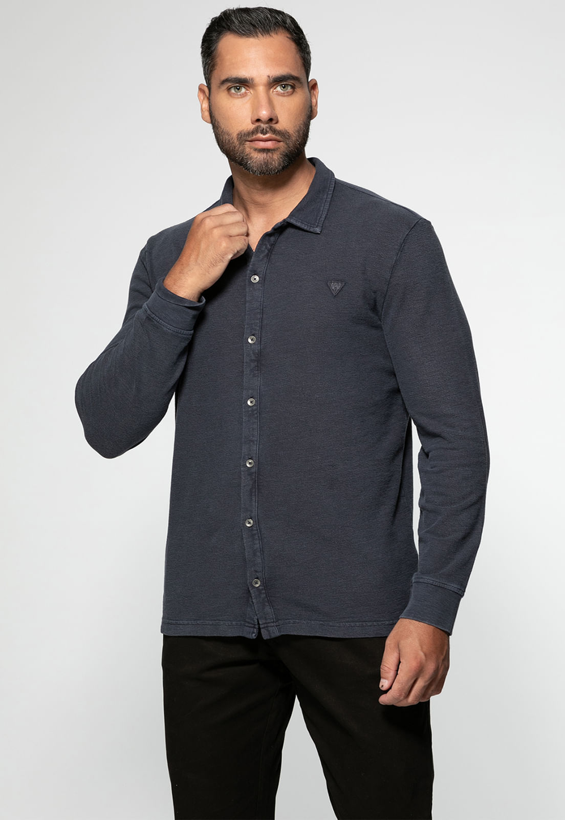 Camisa Malha Guess Tinturada Etiq Azul Escuro - Imagem 7