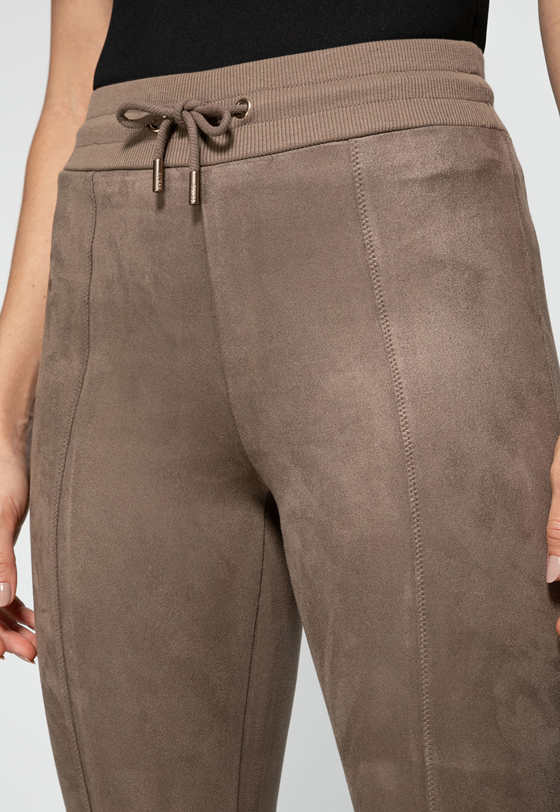 Calça Suede Eco Fenda Bege - Imagem 4