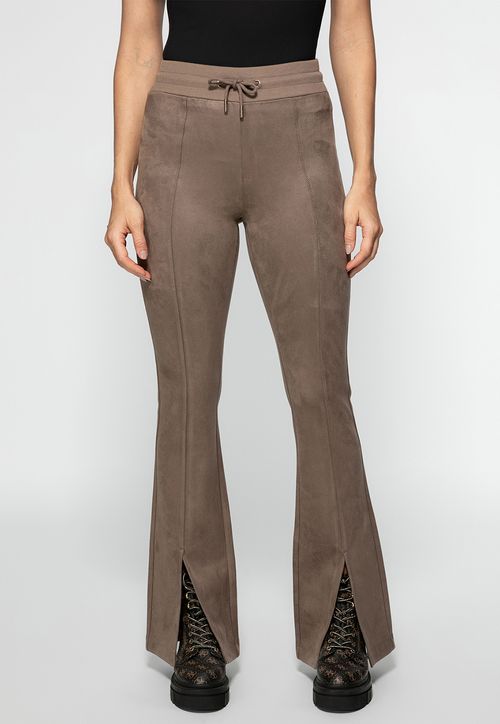 Calça Suede Eco Fenda Bege