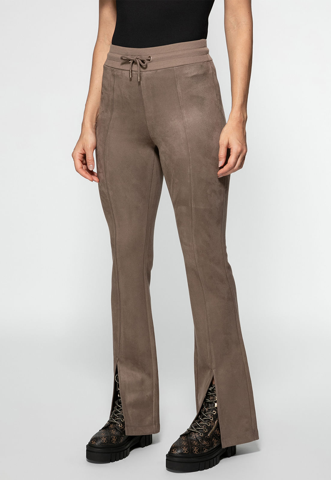 Calça Suede Eco Fenda Bege - Imagem 19
