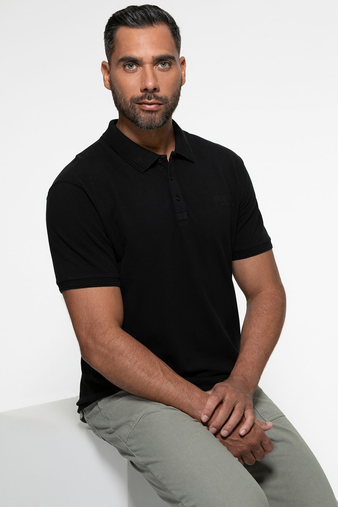 Camisa Polo Guess Silk Relevo Est 1981 Preto - Imagem 16