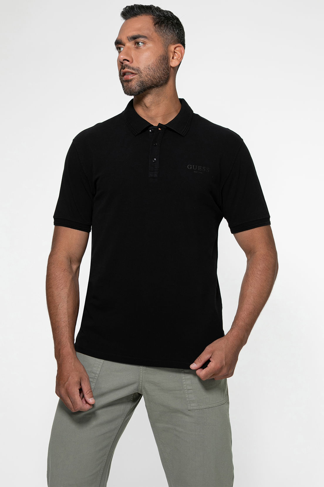 Camisa Polo Guess Silk Relevo Est 1981 Preto - Imagem 23