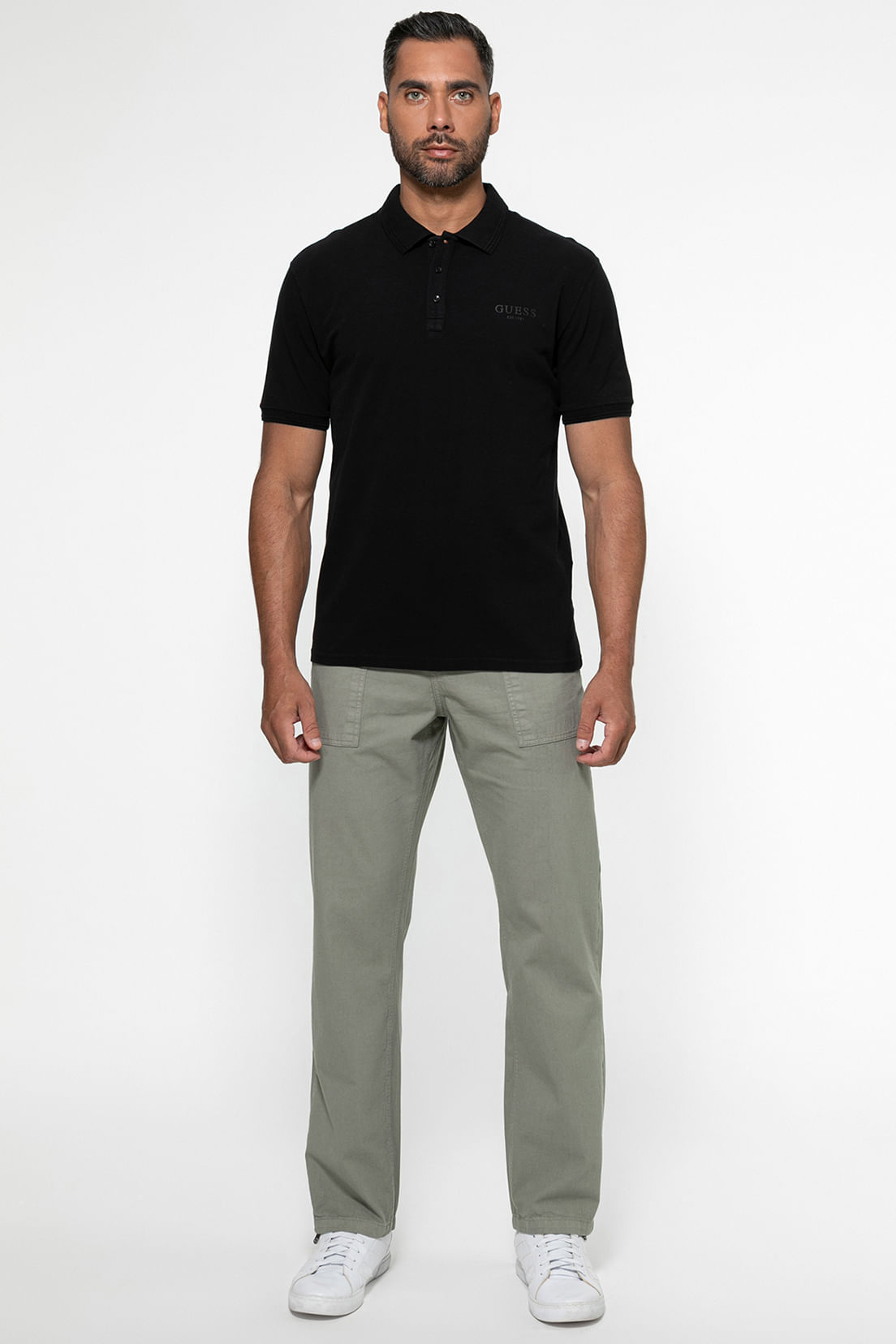 Camisa Polo Guess Silk Relevo Est 1981 Preto - Imagem 24