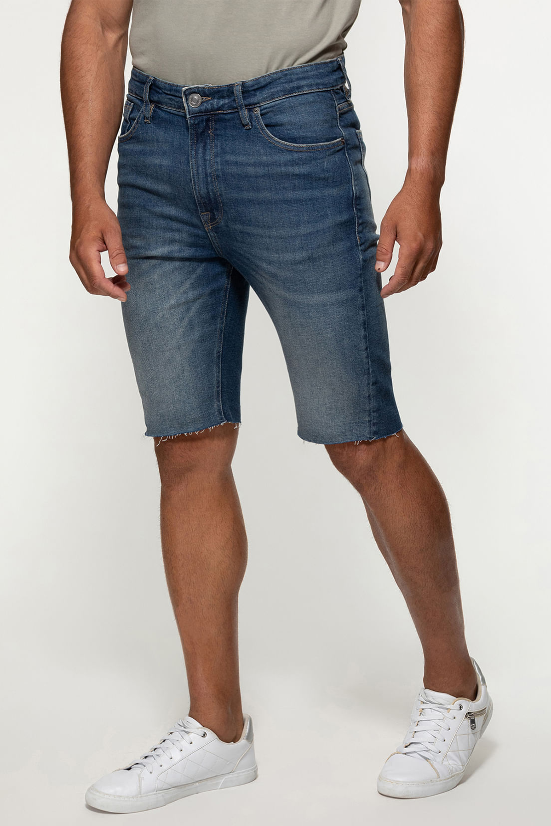 Bermuda Jeans Barra A Fio Azul - Imagem 31