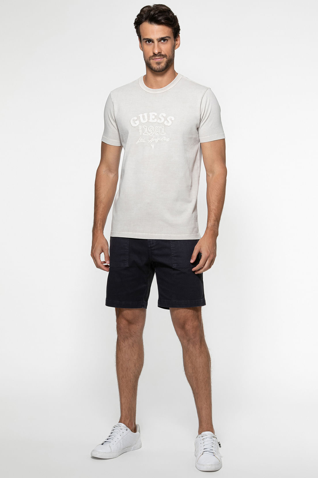 Bermuda Sarja Espinha de Peixe Azul Escuro - Imagem 17