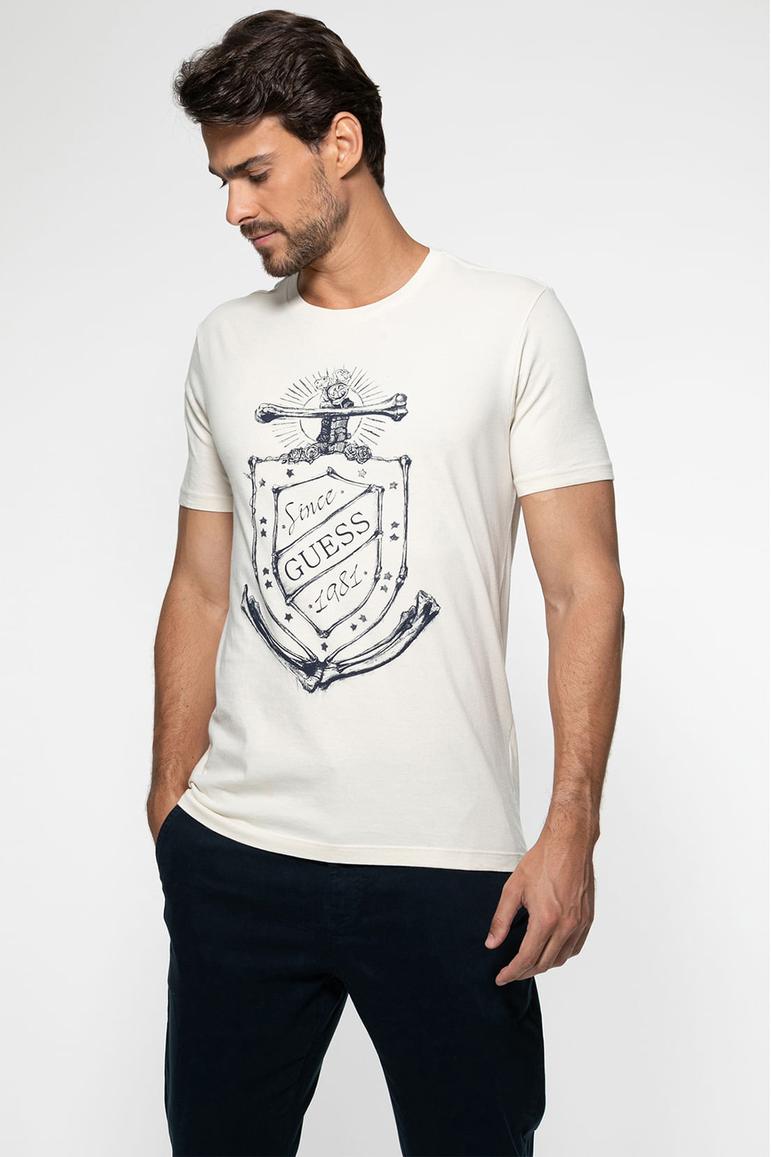 Camiseta Âncora GUESS 1981 Bege - Imagem 2