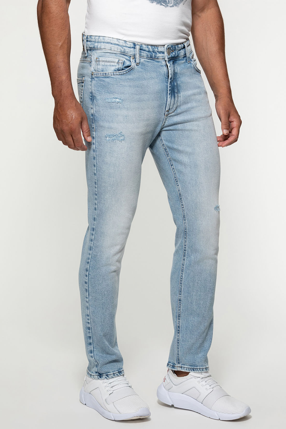 Calça Jeans Guess Tapered Puidos Azul Claro - Imagem 31