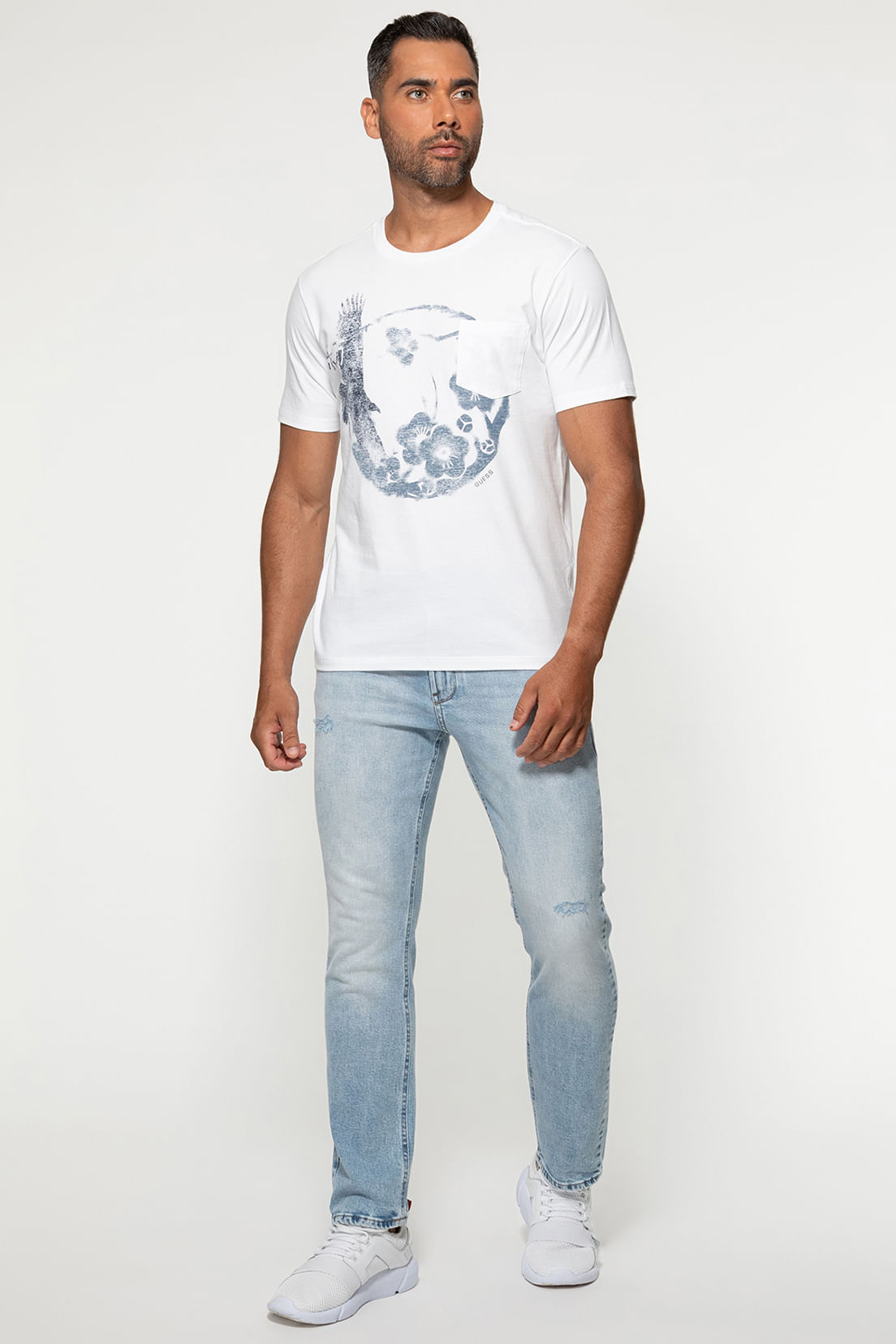 Calça Jeans Guess Tapered Puidos Azul Claro - Imagem 32