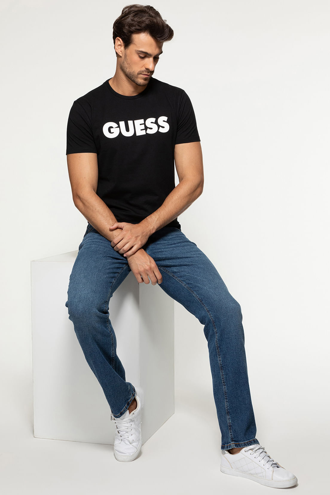 Calça Jeans Slim Straight Azul - Imagem 17