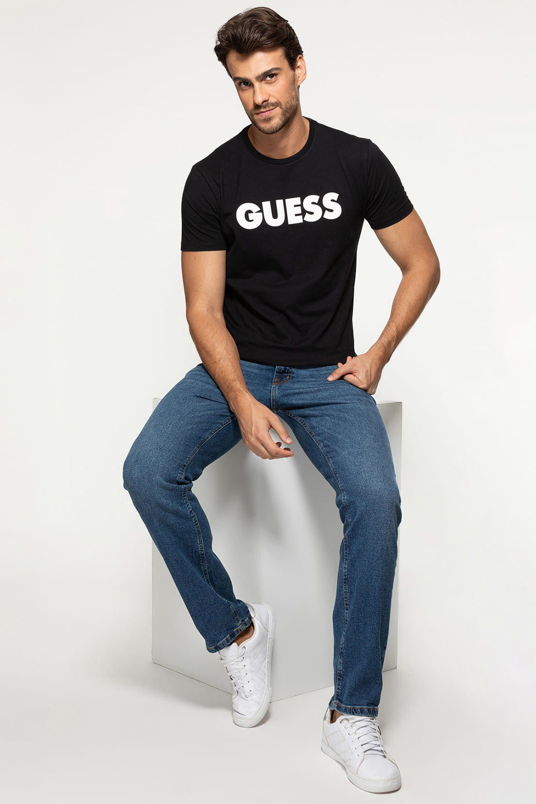 Calça Jeans Slim Straight Azul - Imagem 24