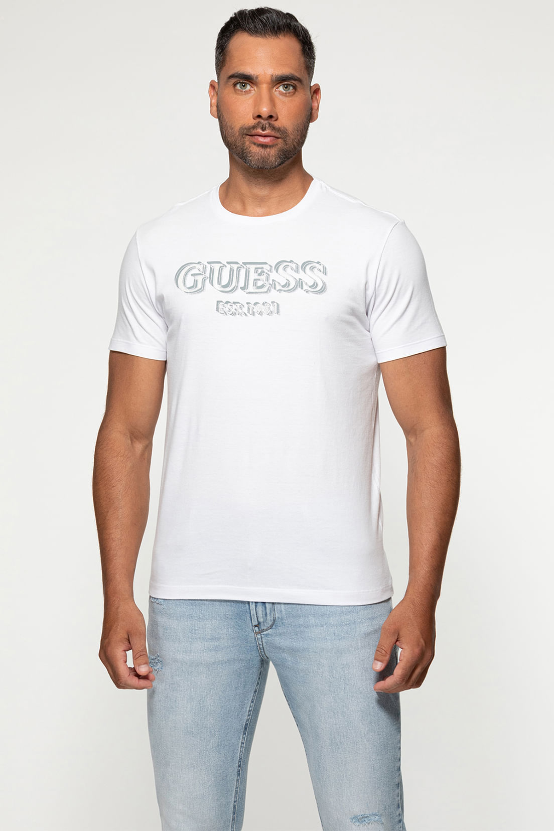 Camiseta Silk Bordado Guess Branco