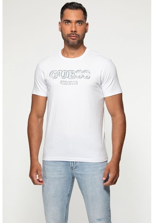 Camiseta Silk Bordado Guess Branco