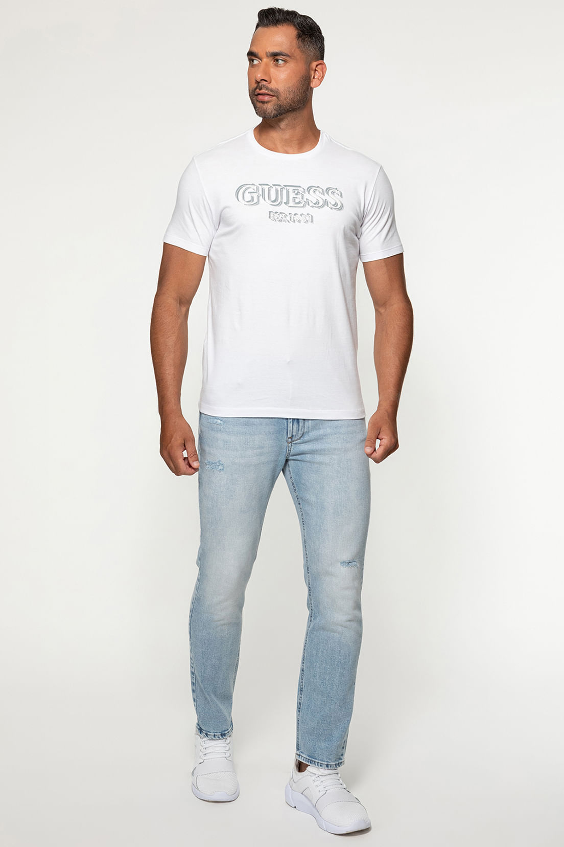 Camiseta Silk Bordado Guess Branco - Imagem 12