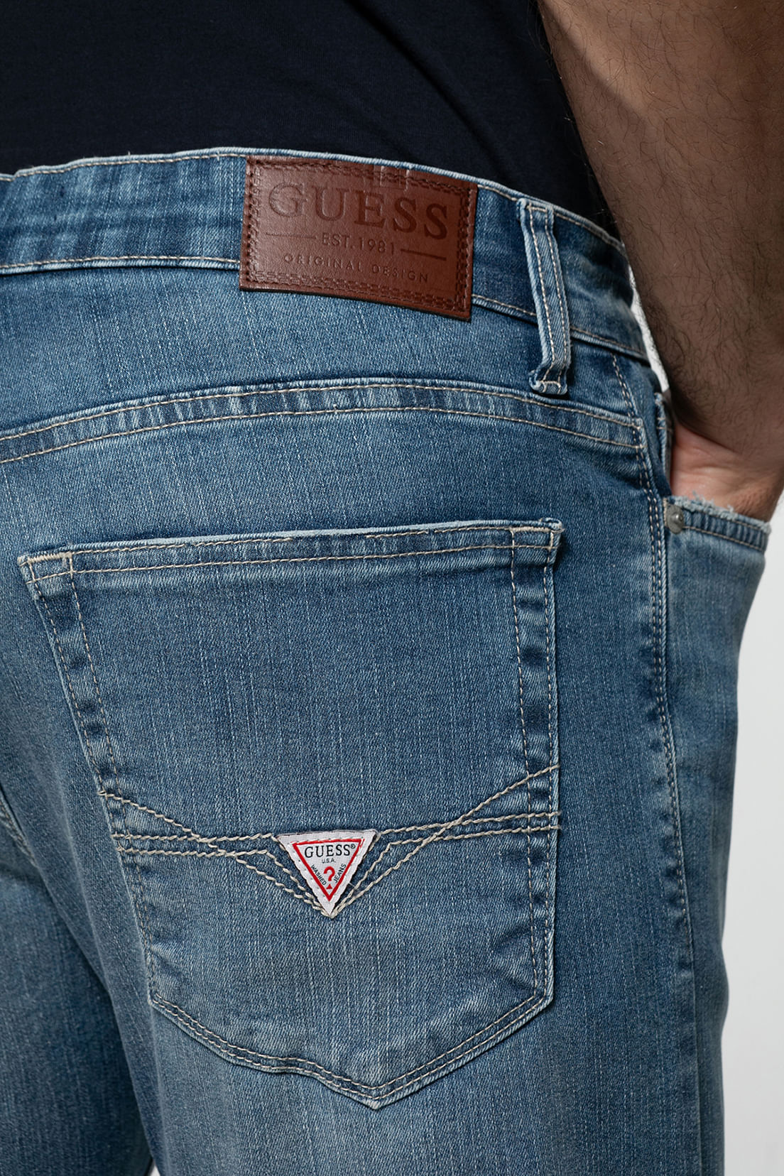 Calça Jeans Guess Slim Straight Azul - Imagem 9