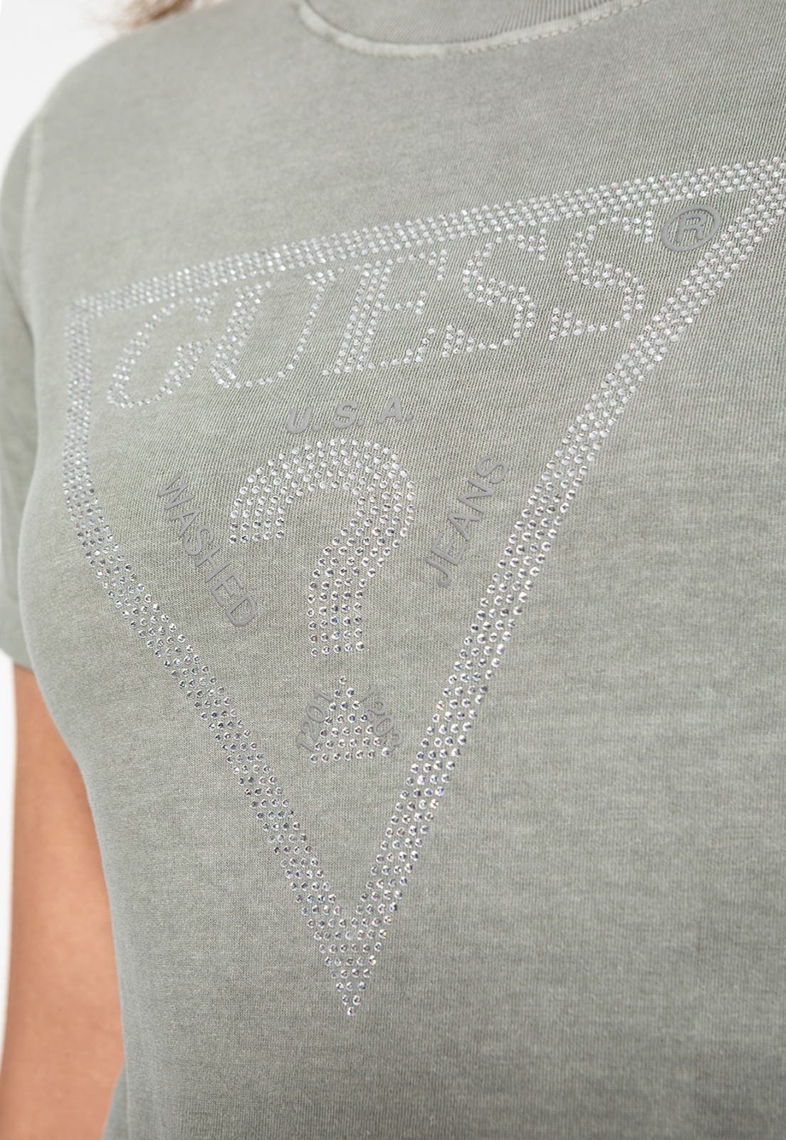 T-shirt Guess Triangulo Hot Fix Cristal Verde Escuro - Imagem 51