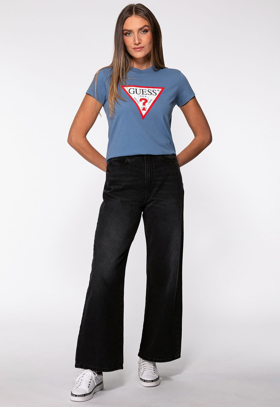 Camiseta Guess Triang Trad Desgastado Azul - Imagem 72