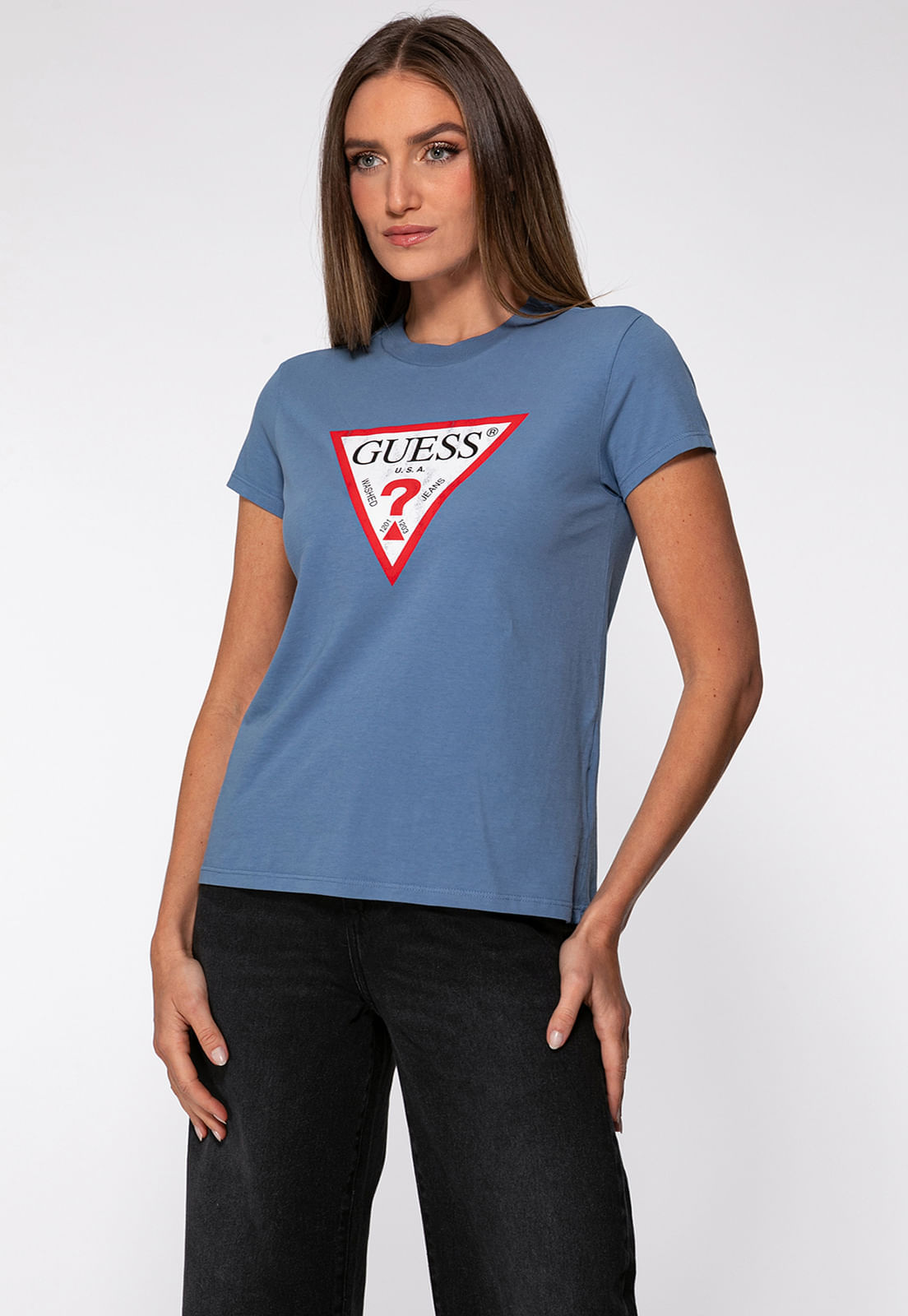 Camiseta Guess Triang Trad Desgastado Azul - Imagem 76