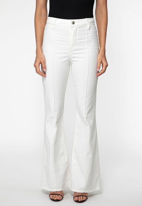 Calça Sarja High Flare Branco
